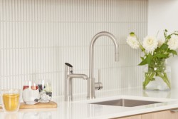 Silver Zenith tap installed in kitchen